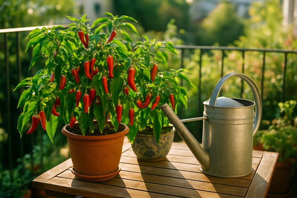 Chili auf dem Balkon: Pflegen, Gießen und Ernten im Topf