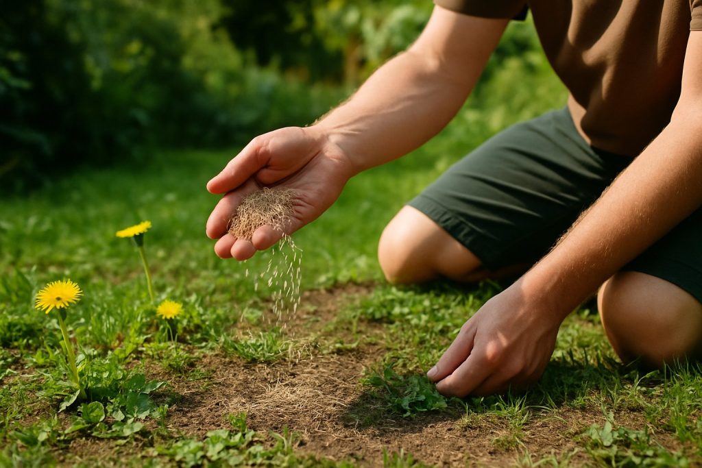 Rasen nachsäen im Sommer: Kahle Stellen richtig ausbessern